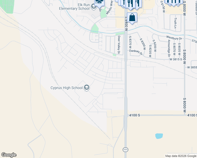 map of restaurants, bars, coffee shops, grocery stores, and more near 3902 South 8400 West in Magna