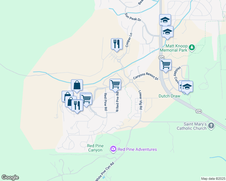 map of restaurants, bars, coffee shops, grocery stores, and more near 3754 Navajo Trail in Park City