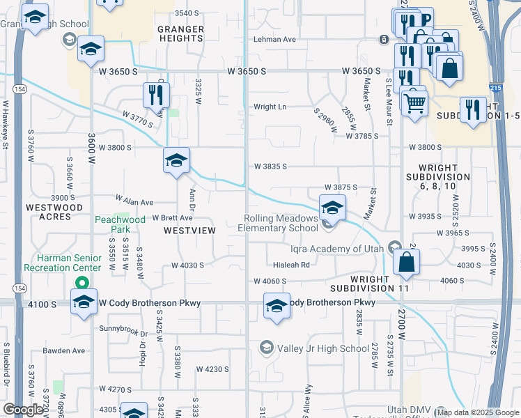 map of restaurants, bars, coffee shops, grocery stores, and more near 3117 3935 South in West Valley City
