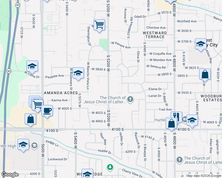 map of restaurants, bars, coffee shops, grocery stores, and more near 3940 South 5200 West in West Valley City