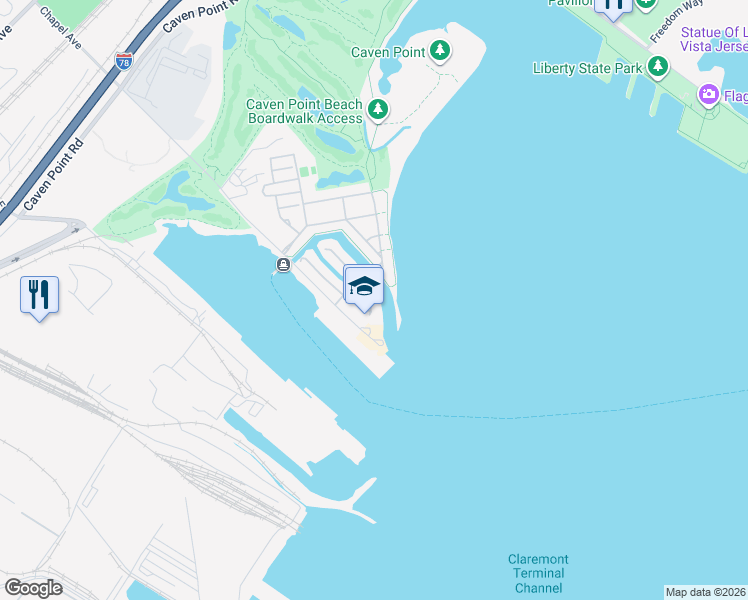 map of restaurants, bars, coffee shops, grocery stores, and more near 22 Chapel Avenue in Jersey City