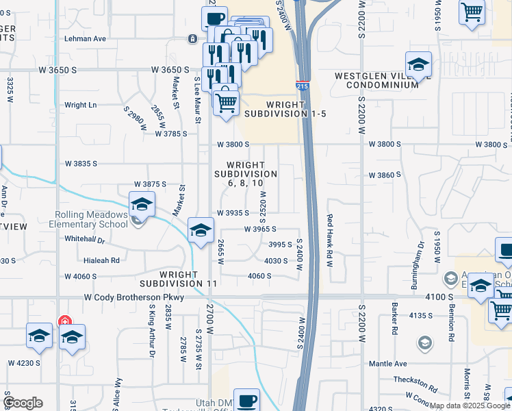 map of restaurants, bars, coffee shops, grocery stores, and more near 3922 South 2520 West in West Valley City