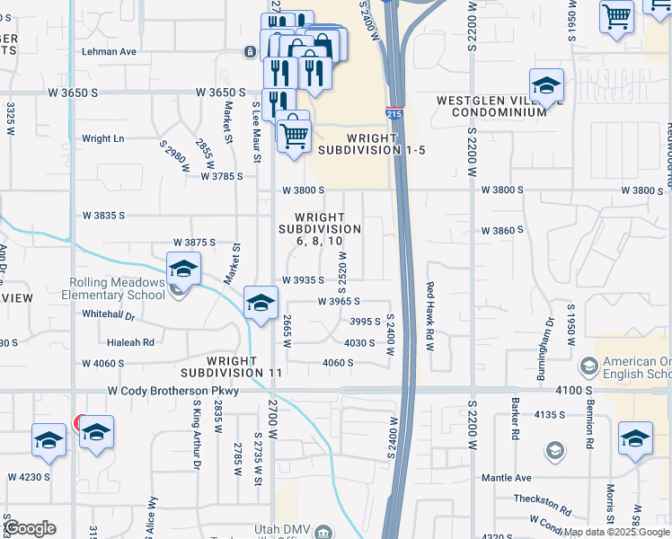 map of restaurants, bars, coffee shops, grocery stores, and more near 3922 South 2520 West in West Valley City