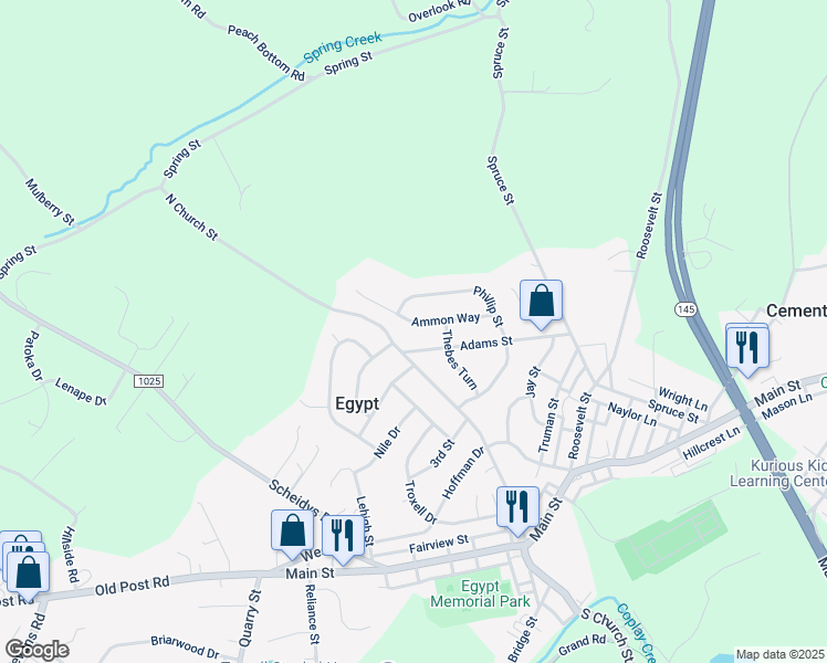 map of restaurants, bars, coffee shops, grocery stores, and more near 4335 Adams Street in Lehigh County