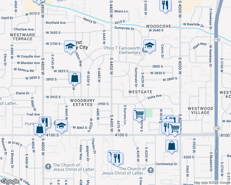 map of restaurants, bars, coffee shops, grocery stores, and more near 3939 4400 west in West Valley City