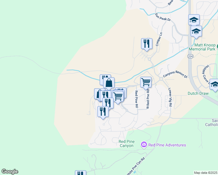 map of restaurants, bars, coffee shops, grocery stores, and more near 3855 Grand Summit Drive in Park City
