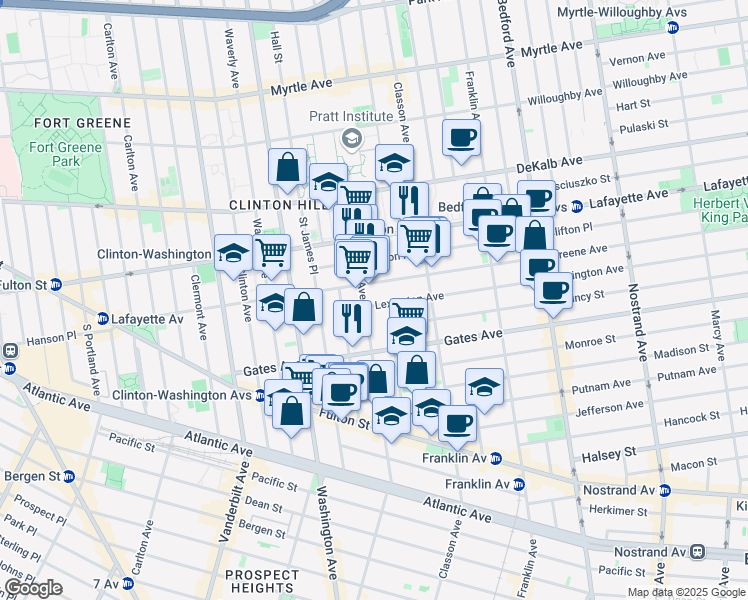 map of restaurants, bars, coffee shops, grocery stores, and more near in Brooklyn