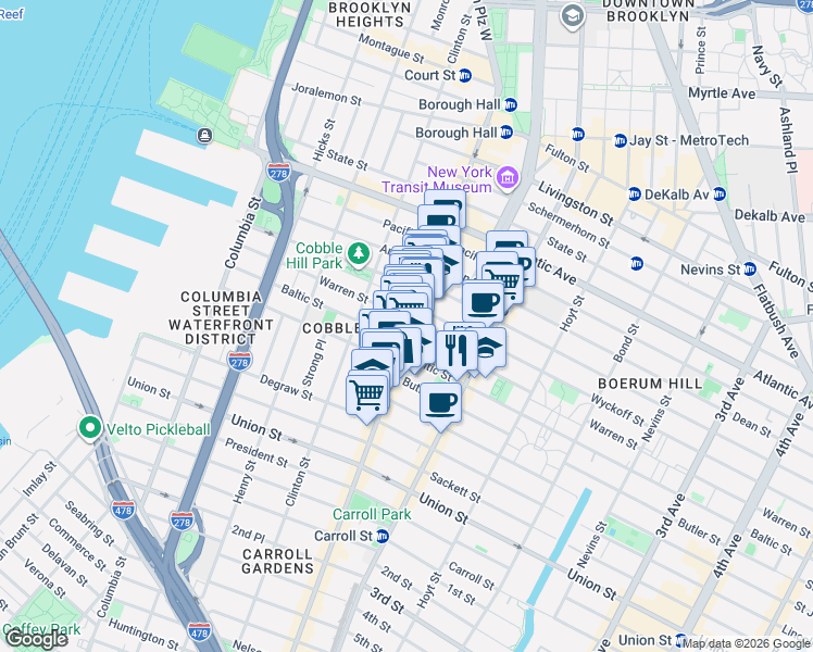 map of restaurants, bars, coffee shops, grocery stores, and more near in Brooklyn