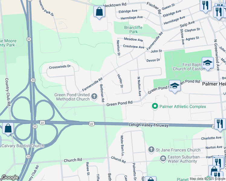 map of restaurants, bars, coffee shops, grocery stores, and more near 245 Ridgewood Road in Easton