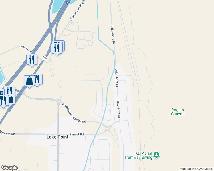 map of restaurants, bars, coffee shops, grocery stores, and more near 8655 North Halloran Court in Lake Point