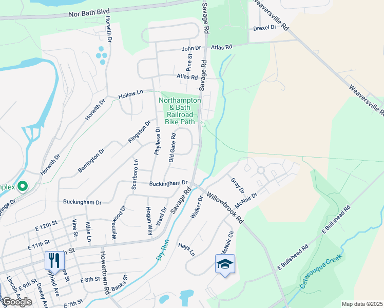 map of restaurants, bars, coffee shops, grocery stores, and more near 1314 Adams Street in Northampton