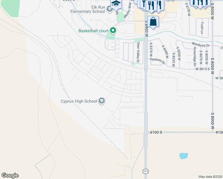map of restaurants, bars, coffee shops, grocery stores, and more near 8606 West Cordero Drive in Magna