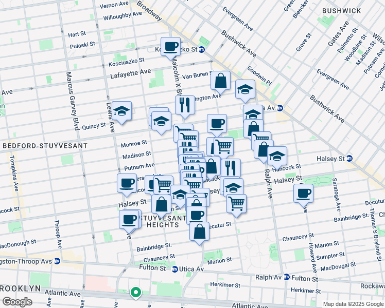 map of restaurants, bars, coffee shops, grocery stores, and more near in Brooklyn