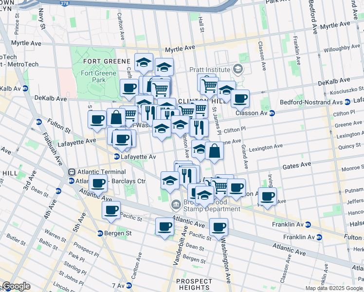 map of restaurants, bars, coffee shops, grocery stores, and more near in Brooklyn