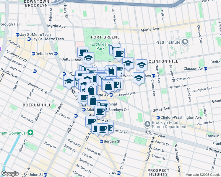 map of restaurants, bars, coffee shops, grocery stores, and more near in Brooklyn