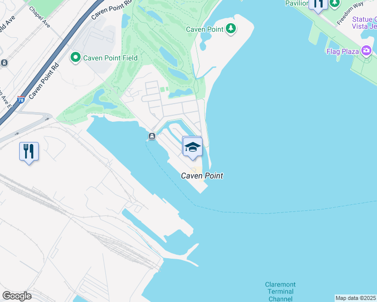 map of restaurants, bars, coffee shops, grocery stores, and more near 22 Chapel Avenue in Jersey City