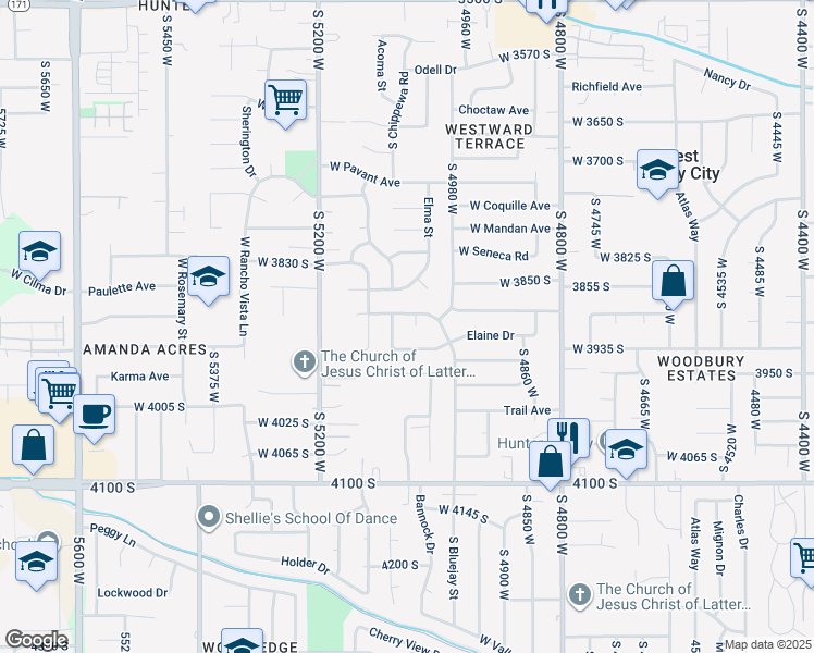 map of restaurants, bars, coffee shops, grocery stores, and more near 3906 Boothill Circle in West Valley City