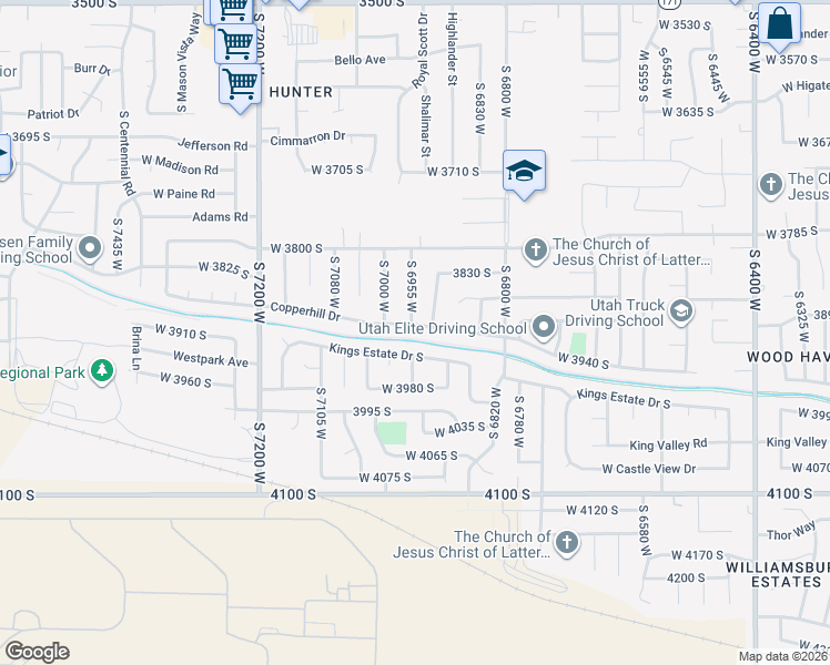 map of restaurants, bars, coffee shops, grocery stores, and more near 3880 South 6955 West in West Valley City