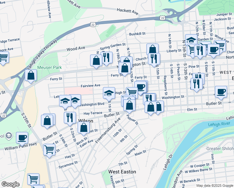 map of restaurants, bars, coffee shops, grocery stores, and more near in 