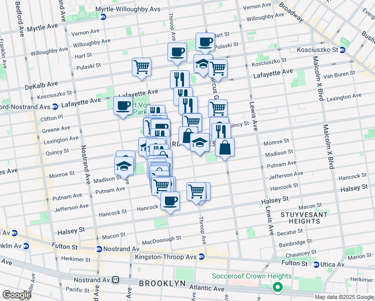 map of restaurants, bars, coffee shops, grocery stores, and more near in Brooklyn