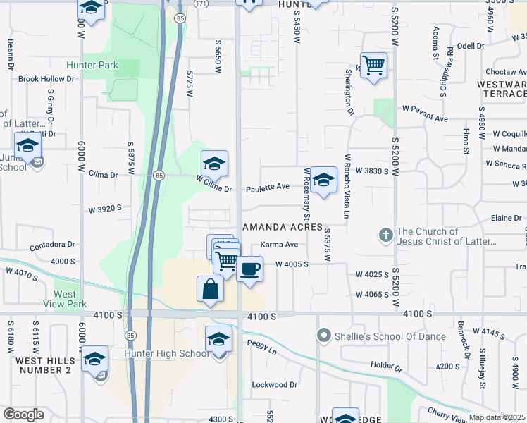map of restaurants, bars, coffee shops, grocery stores, and more near 5531 Paulette Avenue in Salt Lake City