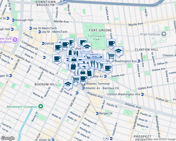 map of restaurants, bars, coffee shops, grocery stores, and more near in Brooklyn