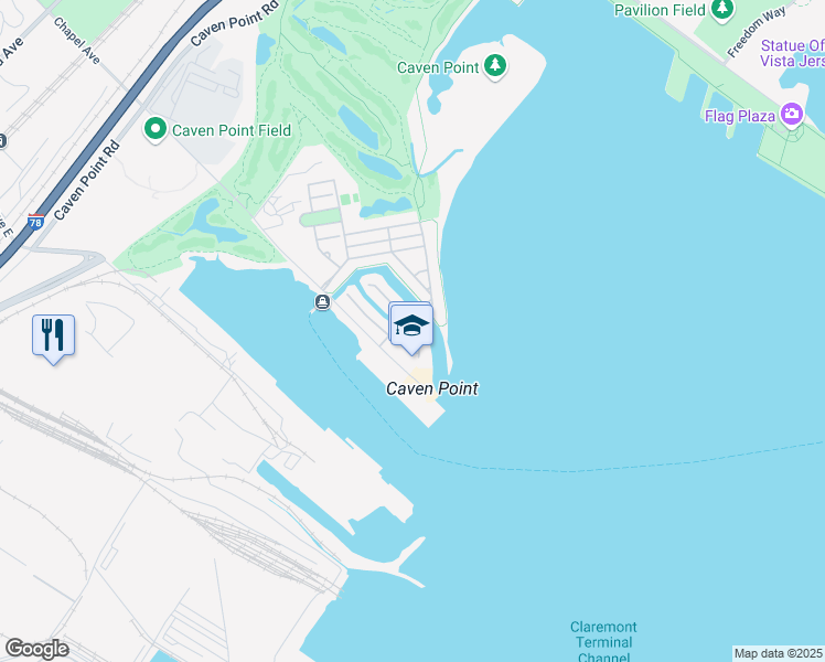 map of restaurants, bars, coffee shops, grocery stores, and more near 2 Half Moon Isle in Jersey City