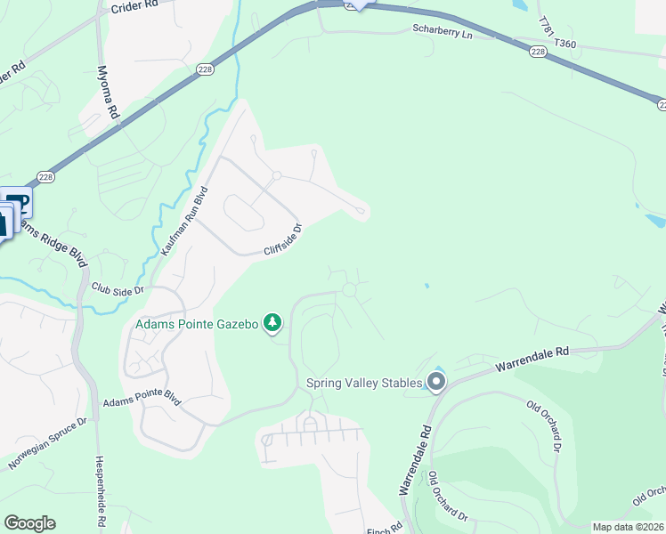 map of restaurants, bars, coffee shops, grocery stores, and more near 232 Adams Pointe Boulevard in Mars