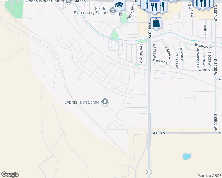 map of restaurants, bars, coffee shops, grocery stores, and more near 8626 West Cordero Drive in Magna