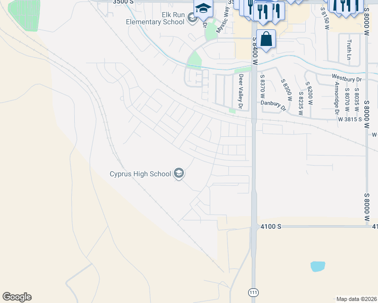 map of restaurants, bars, coffee shops, grocery stores, and more near 8626 West Cordero Drive in Magna