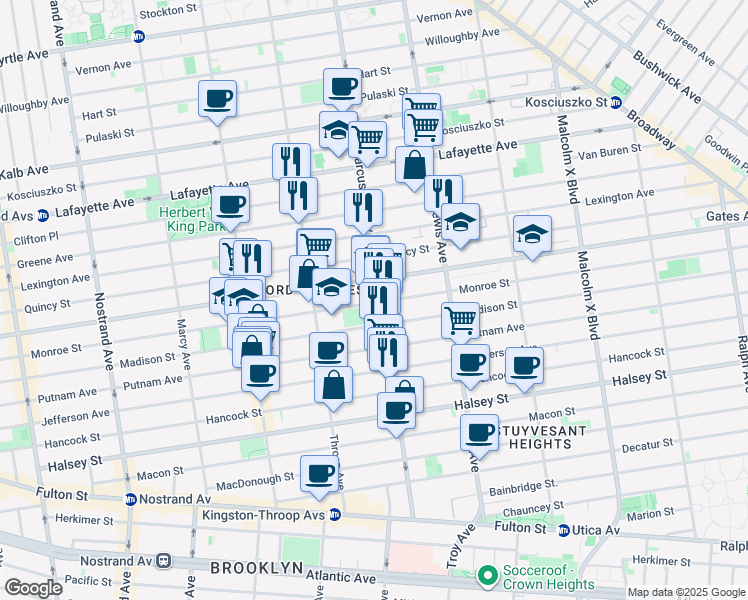 map of restaurants, bars, coffee shops, grocery stores, and more near in Brooklyn