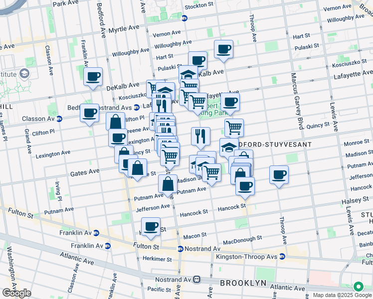map of restaurants, bars, coffee shops, grocery stores, and more near in Brooklyn