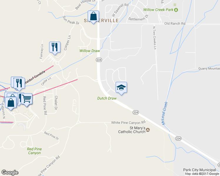 map of restaurants, bars, coffee shops, grocery stores, and more near 3819 Village Round Drive in Park City