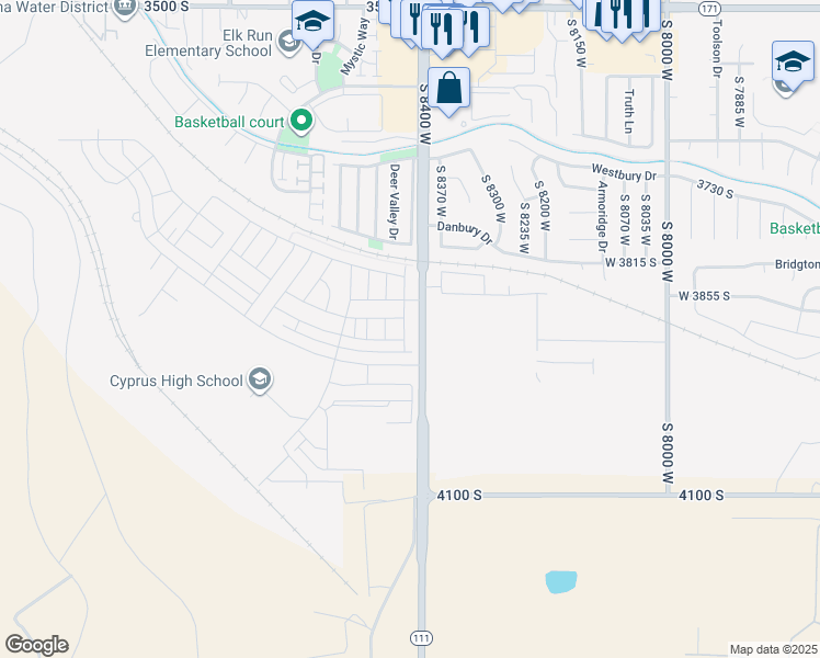map of restaurants, bars, coffee shops, grocery stores, and more near 3895 Bowie Drive in Magna