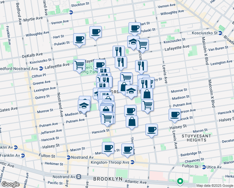 map of restaurants, bars, coffee shops, grocery stores, and more near in Brooklyn