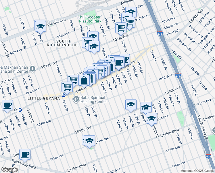 map of restaurants, bars, coffee shops, grocery stores, and more near in Queens