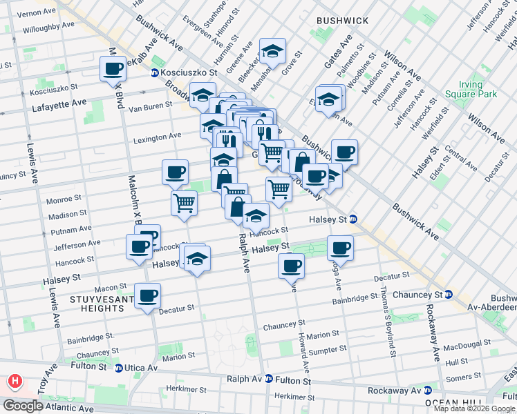 map of restaurants, bars, coffee shops, grocery stores, and more near in Brooklyn