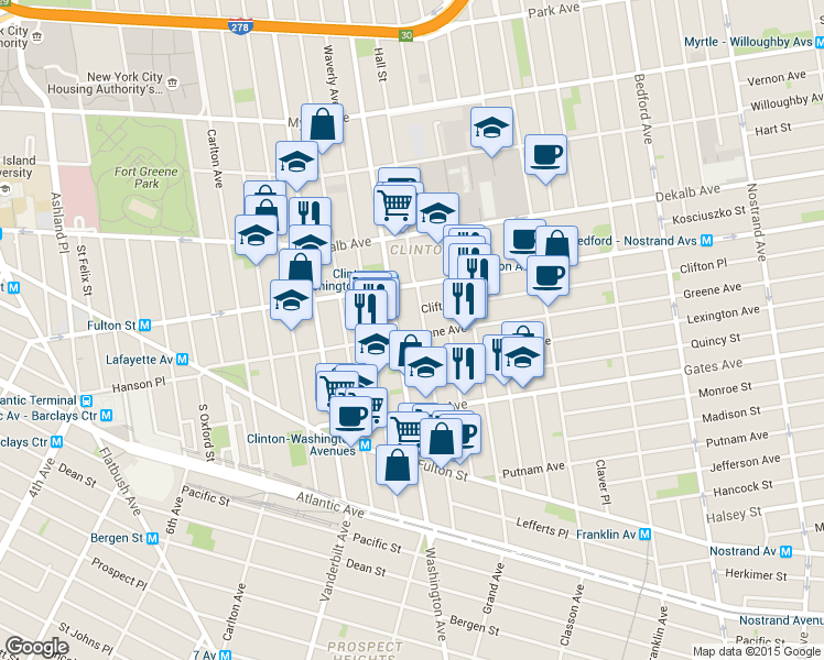 map of restaurants, bars, coffee shops, grocery stores, and more near in Brooklyn