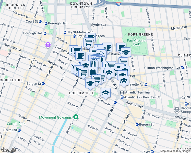 map of restaurants, bars, coffee shops, grocery stores, and more near in Brooklyn