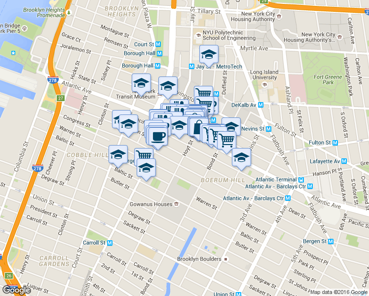 map of restaurants, bars, coffee shops, grocery stores, and more near in Brooklyn