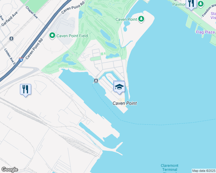 map of restaurants, bars, coffee shops, grocery stores, and more near 203 Shearwater Court West in Jersey City