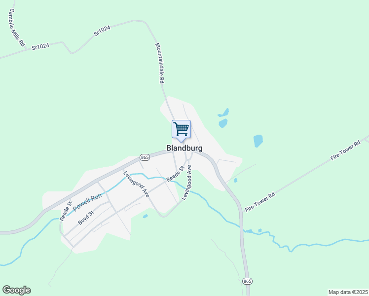 map of restaurants, bars, coffee shops, grocery stores, and more near in Blandburg