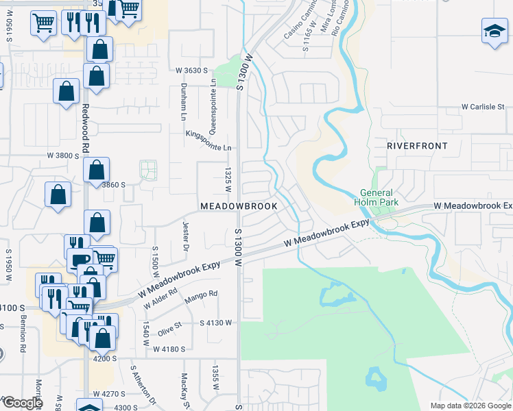 map of restaurants, bars, coffee shops, grocery stores, and more near 1271 Hummingbird Street in Salt Lake City