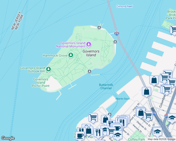 map of restaurants, bars, coffee shops, grocery stores, and more near 616-620 Division Road in Brooklyn