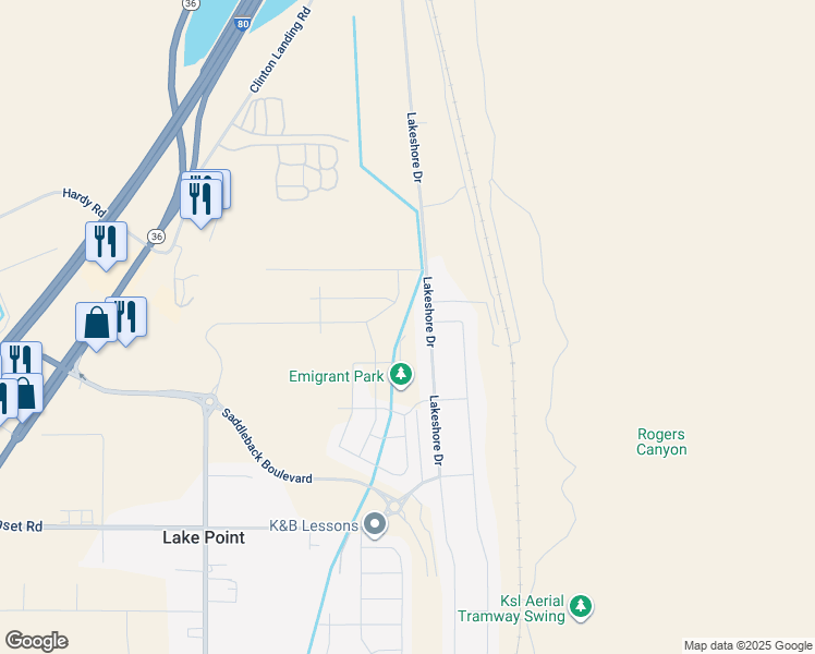 map of restaurants, bars, coffee shops, grocery stores, and more near 8674 North Halloran Court in Lake Point