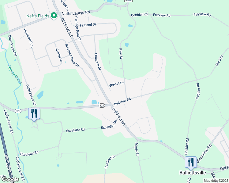 map of restaurants, bars, coffee shops, grocery stores, and more near 5011 Elmhurst Drive in Schnecksville