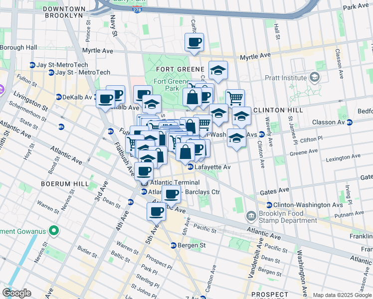 map of restaurants, bars, coffee shops, grocery stores, and more near in Brooklyn