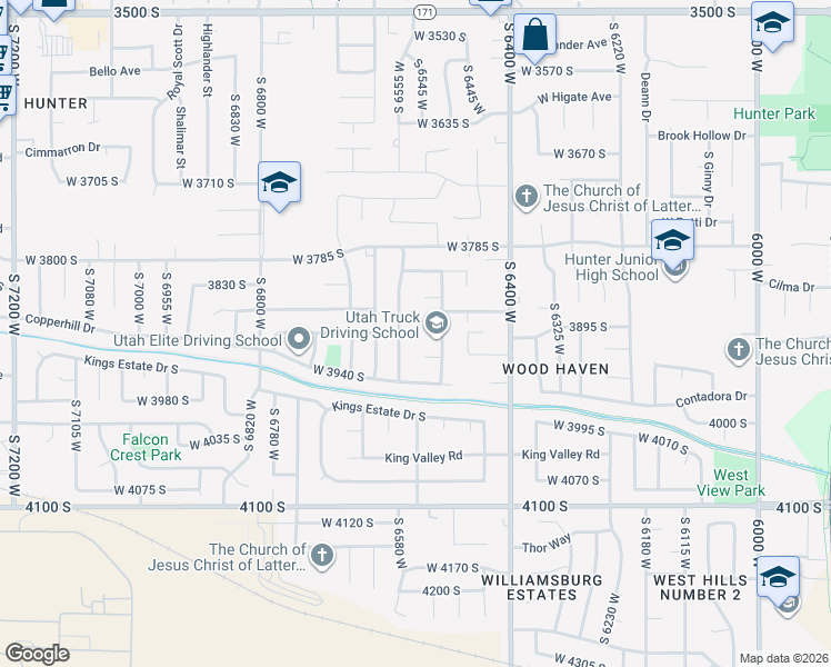 map of restaurants, bars, coffee shops, grocery stores, and more near 6553 West 3880 South in West Valley City