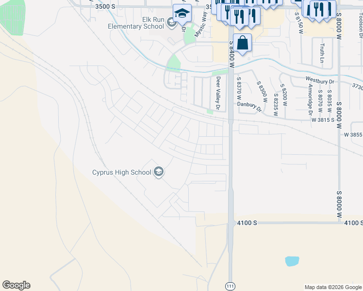 map of restaurants, bars, coffee shops, grocery stores, and more near 8979 West 3500 South in Magna