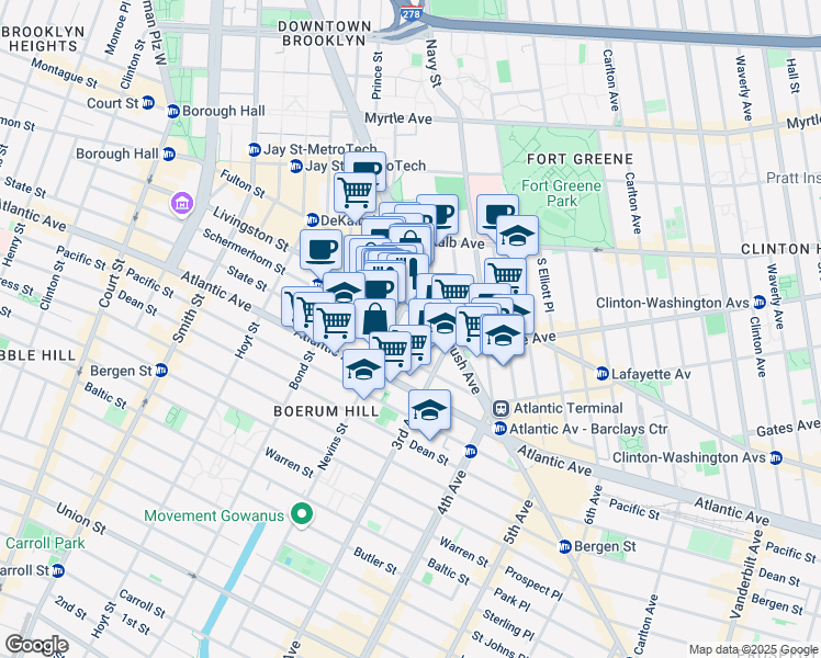 map of restaurants, bars, coffee shops, grocery stores, and more near 3743 Nevins Street in Brooklyn